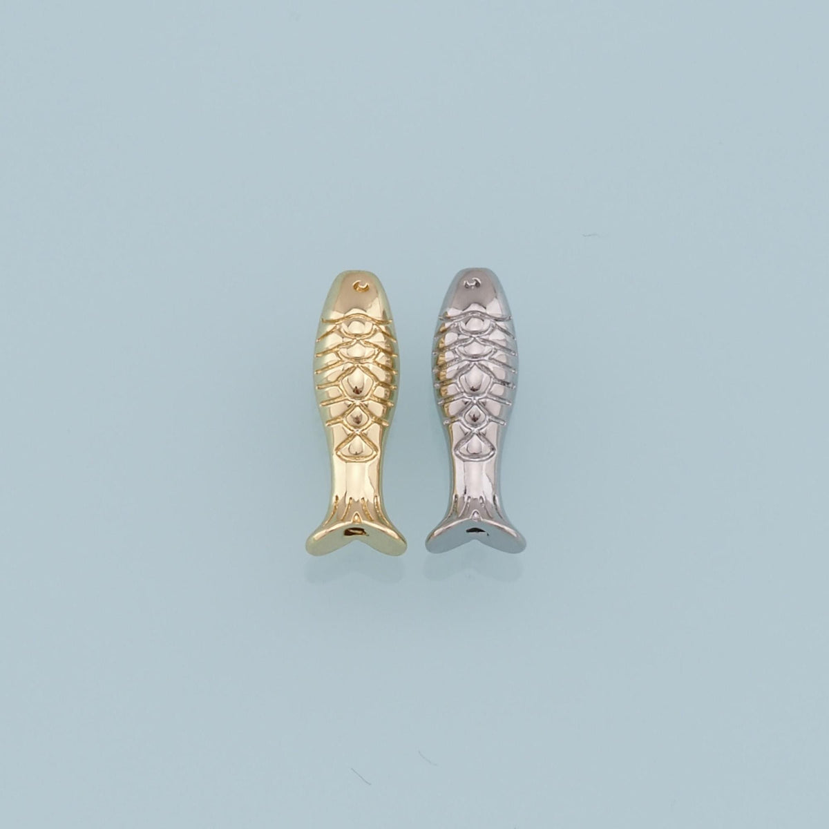 Gold Fish Beads Charms,18K Gold Filled Fish Spacer Beads Bracelet Necklace for DIY Jewelry Making Supply hole 2mm