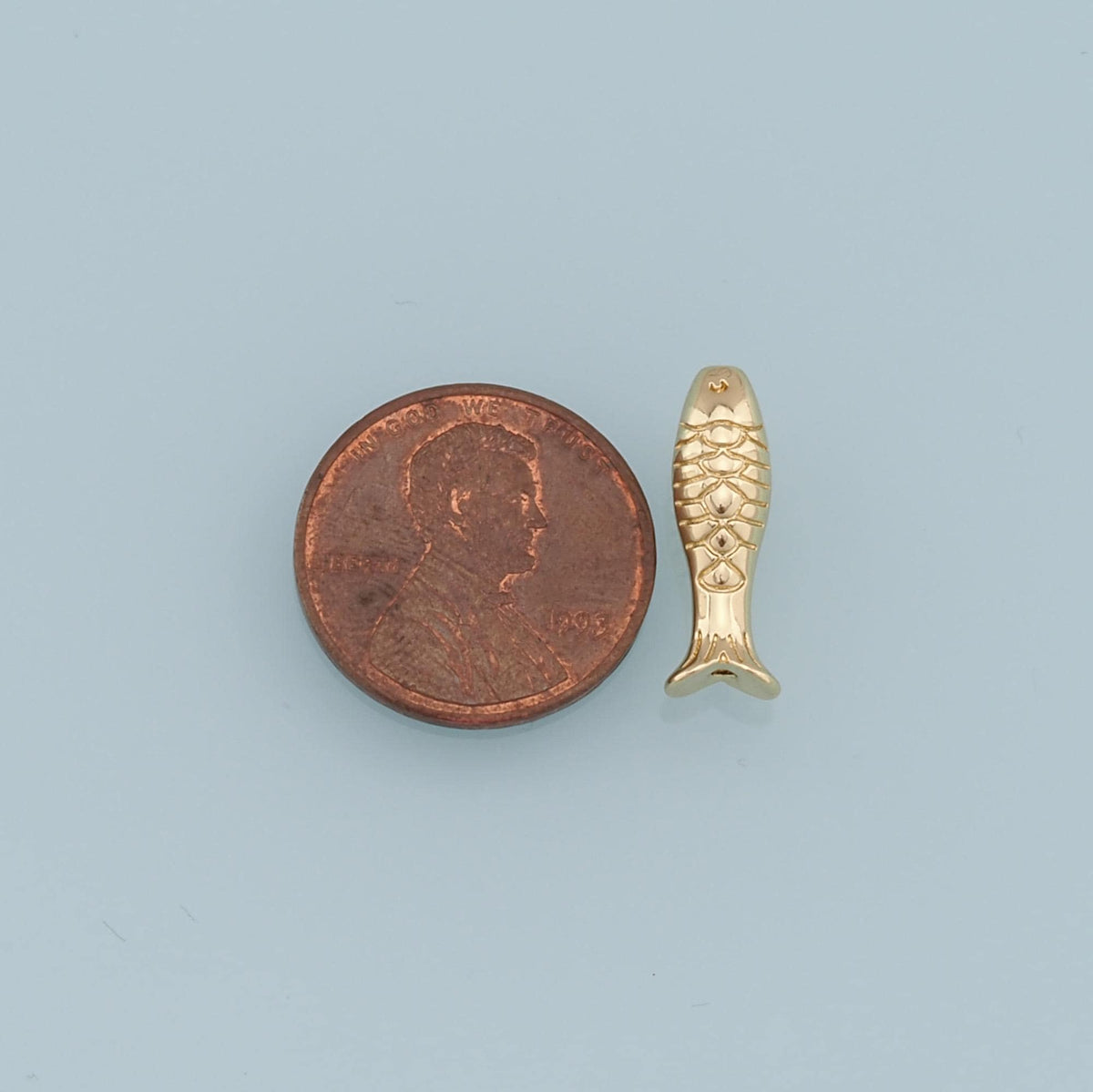 Gold Fish Beads Charms,18K Gold Filled Fish Spacer Beads Bracelet Necklace for DIY Jewelry Making Supply hole 2mm