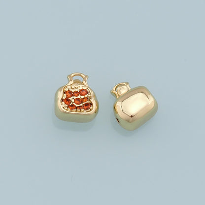 Gold Pomegranate Charms,18K Gold Filled CZ Pomegranate Pendant,Fruit Charm Bracelet Necklace for DIY Jewelry Making Supply