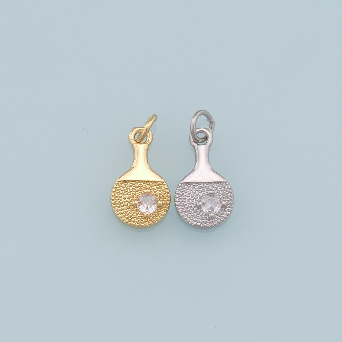 Gold Tennis Racket Charms,18K Gold Filled CZ Tennis Racket Pendant,Tennis Racket Charm Bracelet Necklace for DIY Jewelry Maki