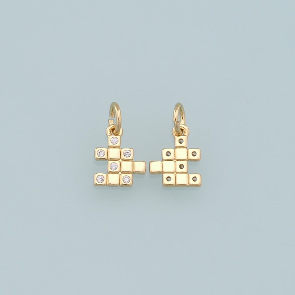 Gold Puzzle Charms,18K Gold Filled CZ Puzzle Pendant,Silver Puzzle Charm Bracelet Necklace for DIY Jewelry Making Supply
