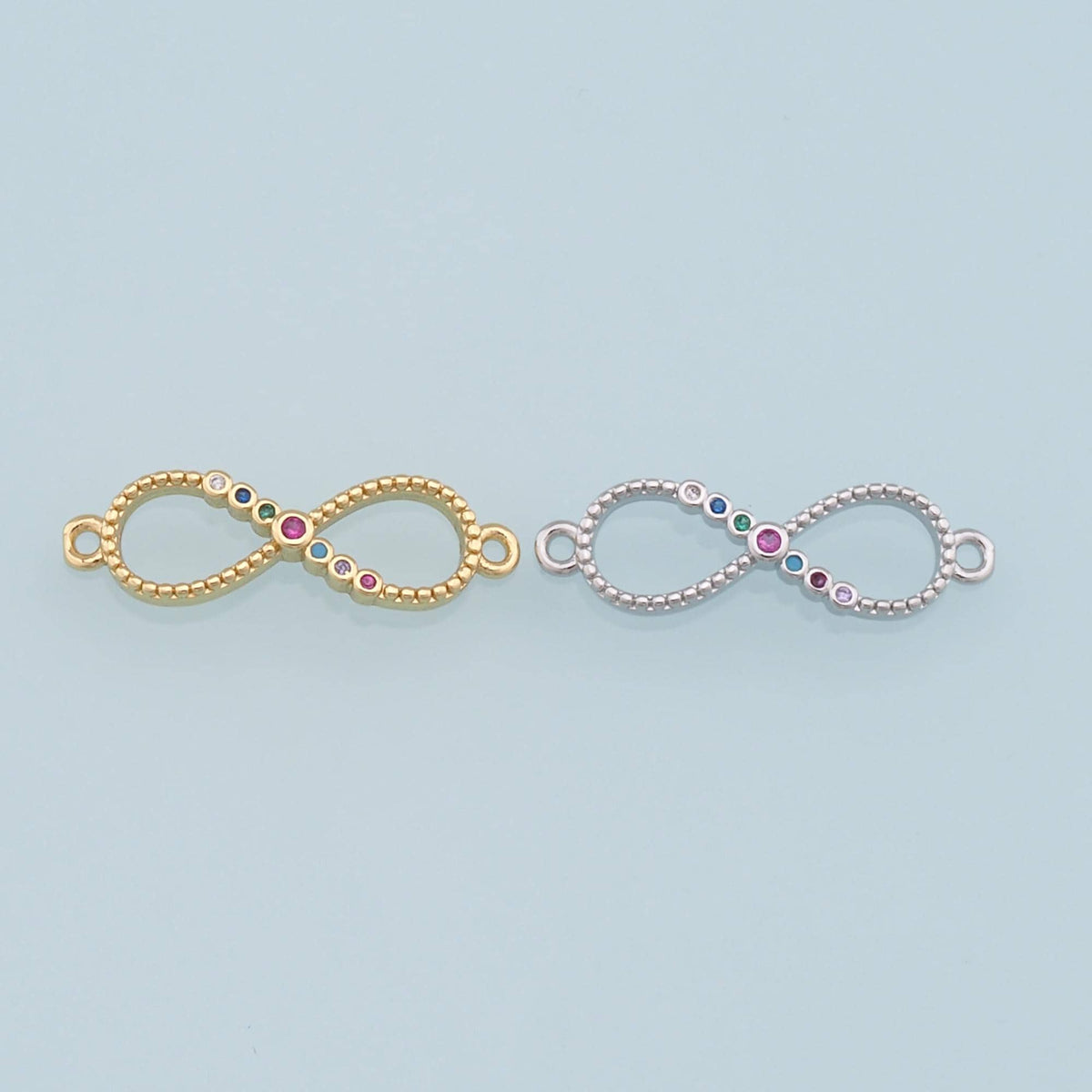 Gold Infinity Connector Charms,18K Gold Filled Infinity Pendant,CZ Micro Pave Infinity Charm Bracelet Necklace for DIY Jewelr