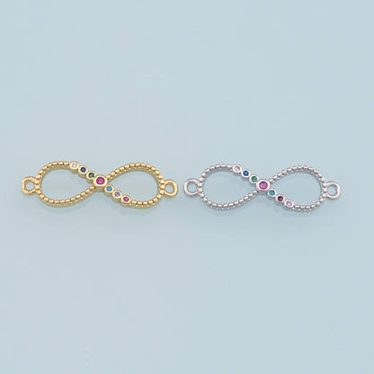 Gold Infinity Connector Charms,18K Gold Filled Infinity Pendant,CZ Micro Pave Infinity Charm Bracelet Necklace for DIY Jewelr