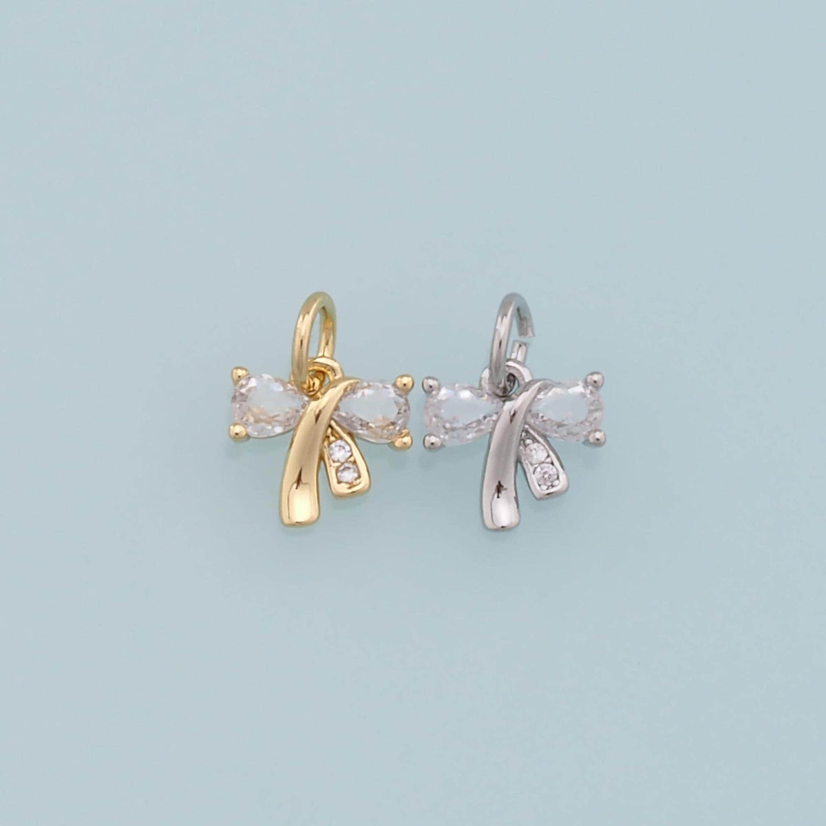 Gold Bow Charms,18K Gold Filled Bow Pendant,Tiny bow tie Charm Bracelet Necklace for DIY Jewelry Making Supply