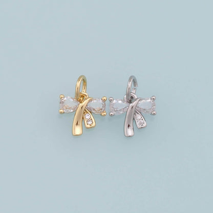 Gold Bow Charms,18K Gold Filled Bow Pendant,Tiny bow tie Charm Bracelet Necklace for DIY Jewelry Making Supply