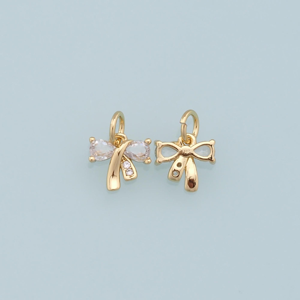 Gold Bow Charms,18K Gold Filled Bow Pendant,Tiny bow tie Charm Bracelet Necklace for DIY Jewelry Making Supply