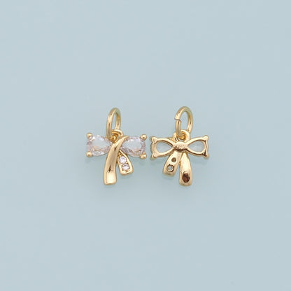 Gold Bow Charms,18K Gold Filled Bow Pendant,Tiny bow tie Charm Bracelet Necklace for DIY Jewelry Making Supply