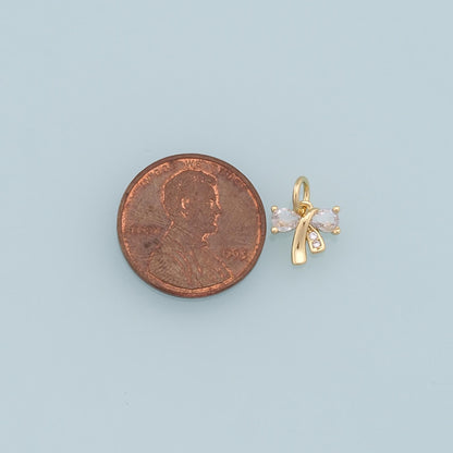Gold Bow Charms,18K Gold Filled Bow Pendant,Tiny bow tie Charm Bracelet Necklace for DIY Jewelry Making Supply