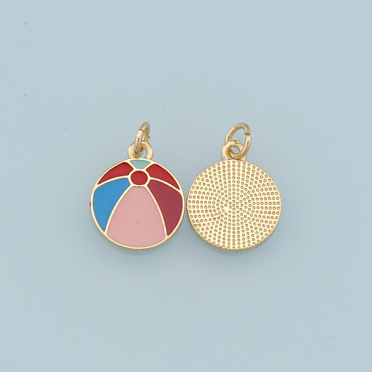 Gold Beach Ball Charms,18K Gold Filled Enamel Ball Pendant,Basket Ball Charm Bracelet Necklace for DIY Jewelry Making Supply