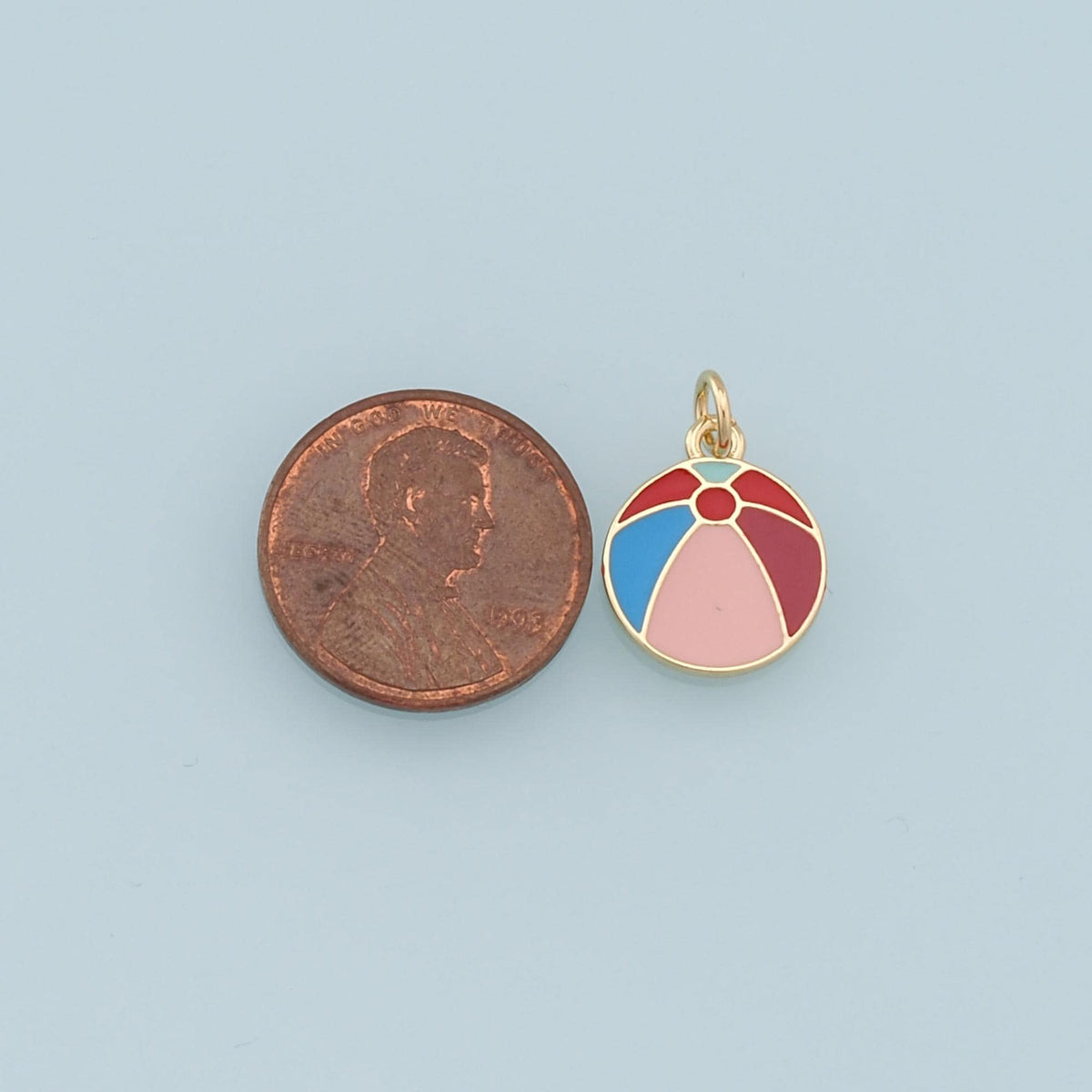 Gold Beach Ball Charms,18K Gold Filled Enamel Ball Pendant,Basket Ball Charm Bracelet Necklace for DIY Jewelry Making Supply