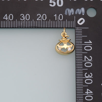 Gold Pumpkin Charms,18K Gold Filled Halloween  Cauldron Pendant,Pumpkin Charm Bracelet Necklace for DIY Jewelry Making Supply