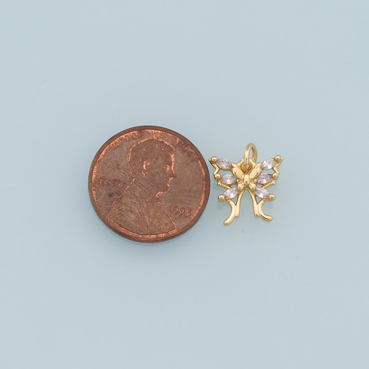 Gold Butterfly Charms,18K Gold Filled CZ Butterfly Pendant,Silver Butterfly Charm Bracelet Necklace for DIY Jewelry Making Su