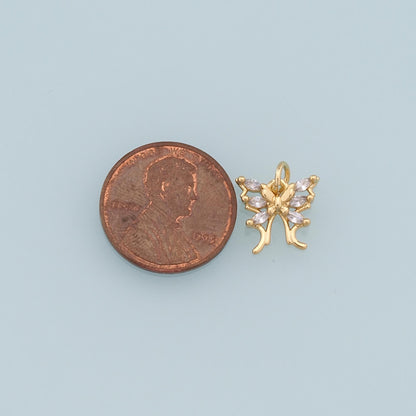 Gold Butterfly Charms,18K Gold Filled CZ Butterfly Pendant,Silver Butterfly Charm Bracelet Necklace for DIY Jewelry Making Su