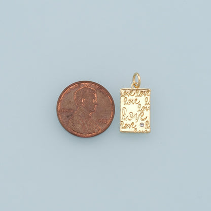 Gold Love Charms,18K Gold Filled Love Pendant,Silver Love Charm Bracelet Necklace for DIY Jewelry Making Supply