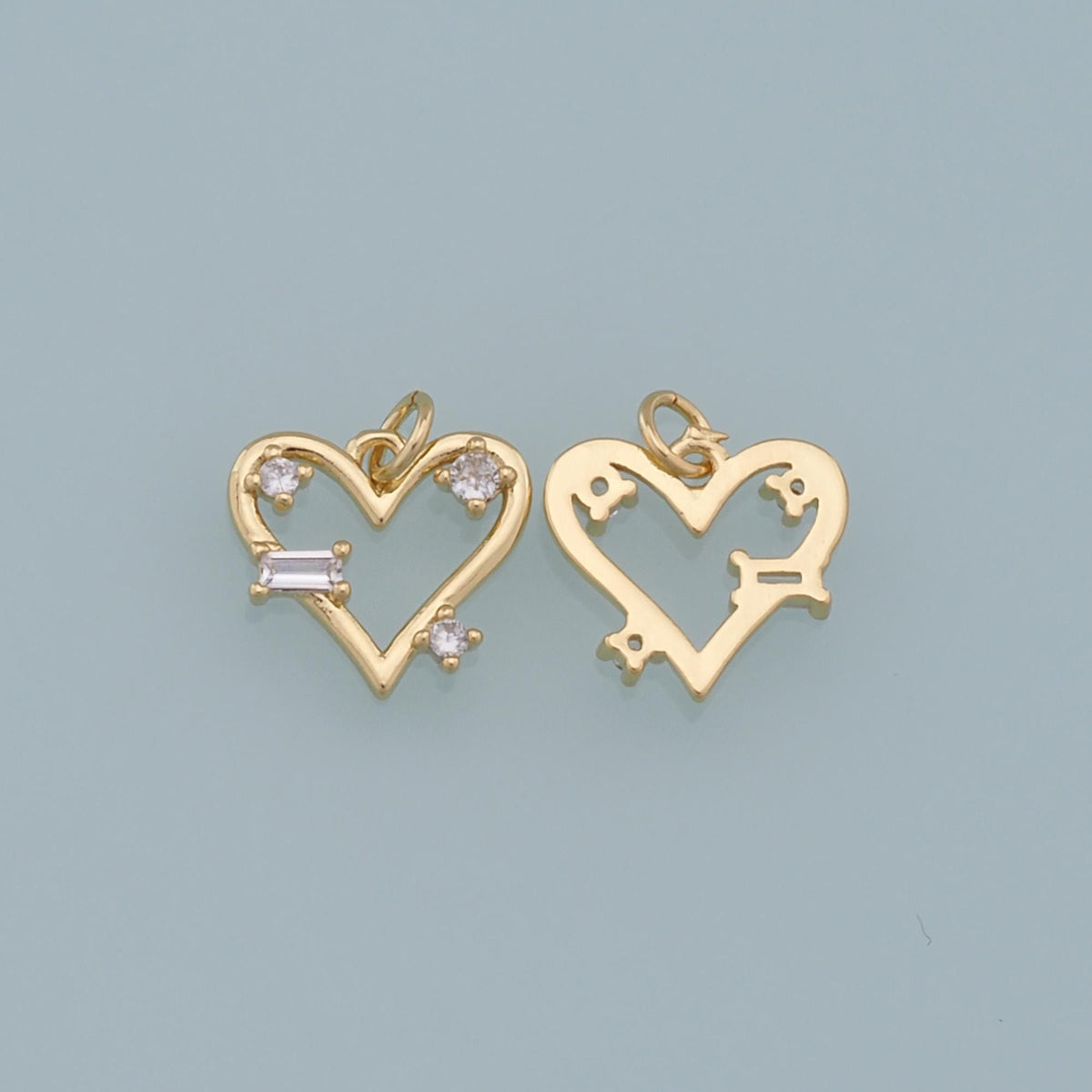 Gold Heart Charms,18K Gold Filled Heart Pendant,CZ Heart Charm Bracelet Necklace for DIY Jewelry Making Supply