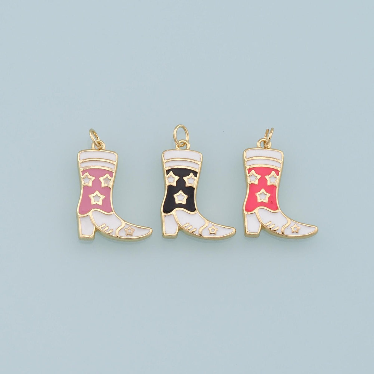 Gold Boots Charms,18K Gold Filled Boots Pendant,Enamel Cowboy Boots Charm Bracelet Necklace for DIY Jewelry Making Supply
