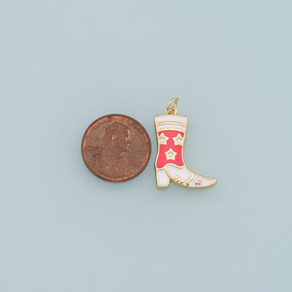 Gold Boots Charms,18K Gold Filled Boots Pendant,Enamel Cowboy Boots Charm Bracelet Necklace for DIY Jewelry Making Supply