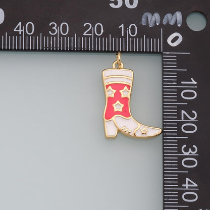 Gold Boots Charms,18K Gold Filled Boots Pendant,Enamel Cowboy Boots Charm Bracelet Necklace for DIY Jewelry Making Supply