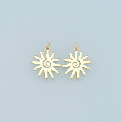 18K Gold Filled Sun Charm Pendant for Jewelry Making