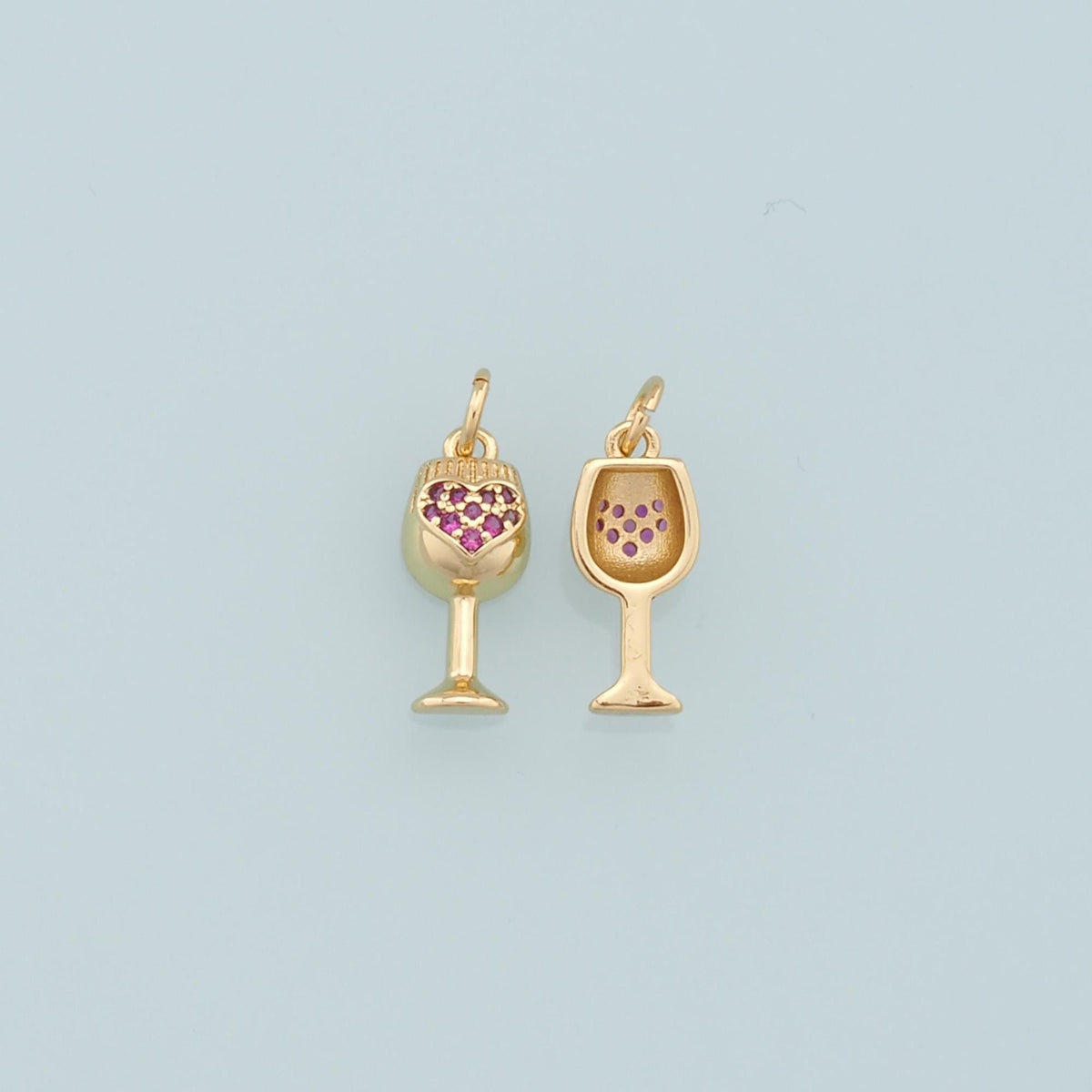Gold Wine Glass Charms,18K Gold Filled CZ Wine Glass Pendant,Wine Glass Charm Bracelet Necklace for DIY Jewelry Making Supply