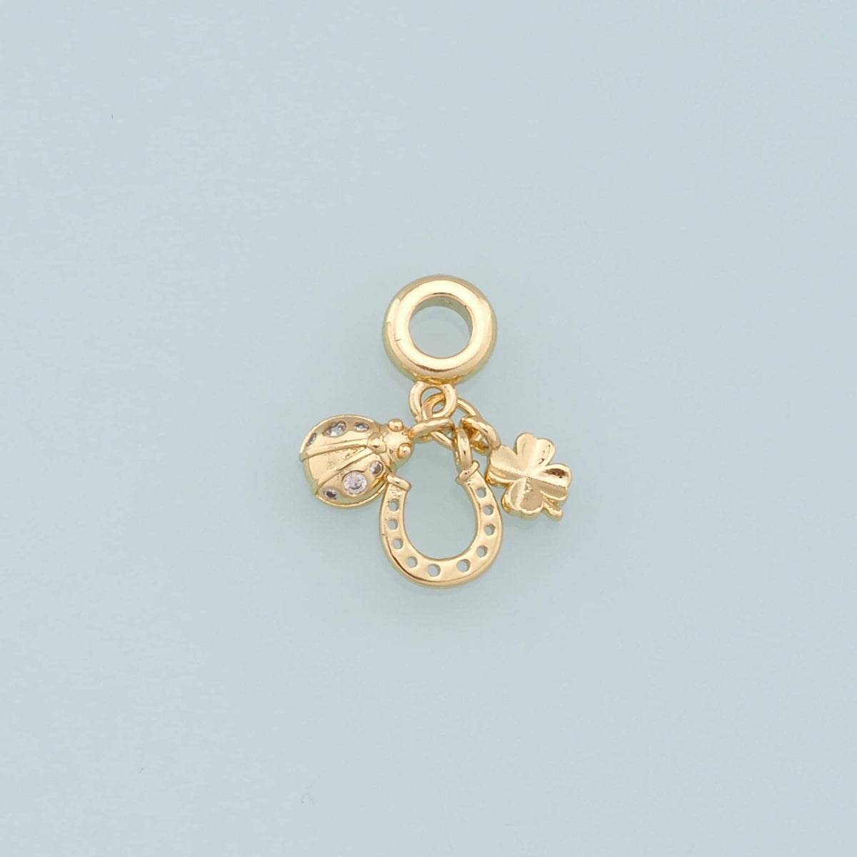 Gold Horseshoe Charms,18K Gold Filled Beetle Pendant,Flowers Charm Bracelet Necklace for DIY Jewelry Making Supply