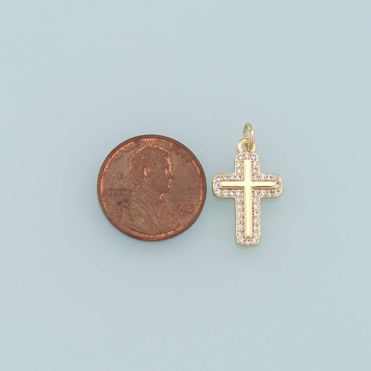 Gold Cross Charms,18K Gold Filled Cross Pendant,CZ Cross Charm Bracelet Necklace for DIY Jewelry Making Supply