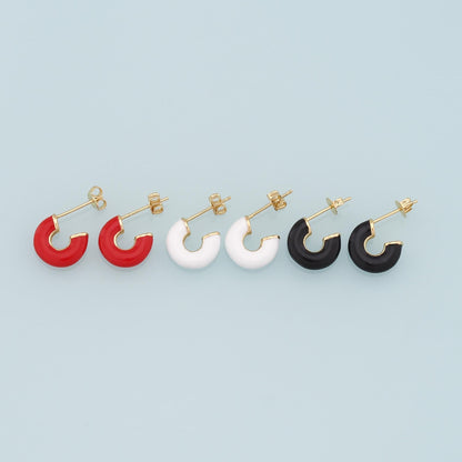 18K Gold Filled Enamel Round Hoop Earrings for Jewelry Making