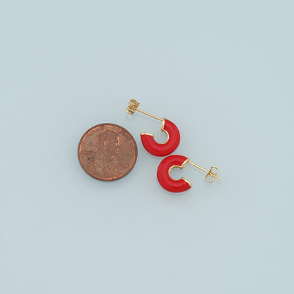 18K Gold Filled Enamel Round Hoop Earrings for Jewelry Making