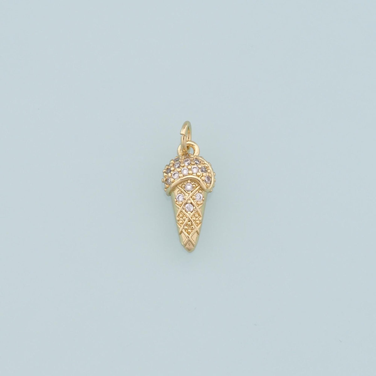 Gold Ice Cream Charms,18K Gold Filled CZ Ice Cream Pendant,Cute Ice Cream Charm Bracelet Necklace for DIY Jewelry Making Supp
