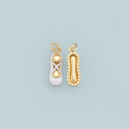 Gold Ballerina Shoes Dangle Charms,18K Gold Filled Enamel Flat Shoes Pendant,Shoes Charm Bracelet Necklace for DIY Jewelry Ma