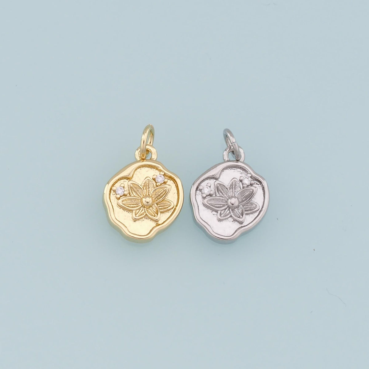 Gold Flower Charms,18K Gold Filled Flower Pendant,Silver Flower Charm Bracelet Necklace for DIY Jewelry Making Supply