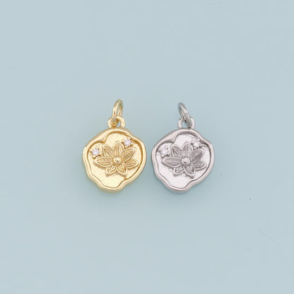 Gold Flower Charms,18K Gold Filled Flower Pendant,Silver Flower Charm Bracelet Necklace for DIY Jewelry Making Supply