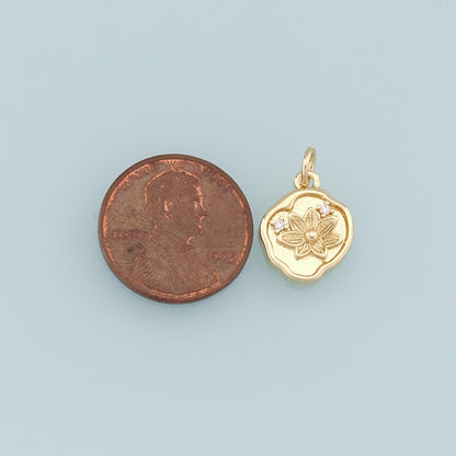 Gold Flower Charms,18K Gold Filled Flower Pendant,Silver Flower Charm Bracelet Necklace for DIY Jewelry Making Supply