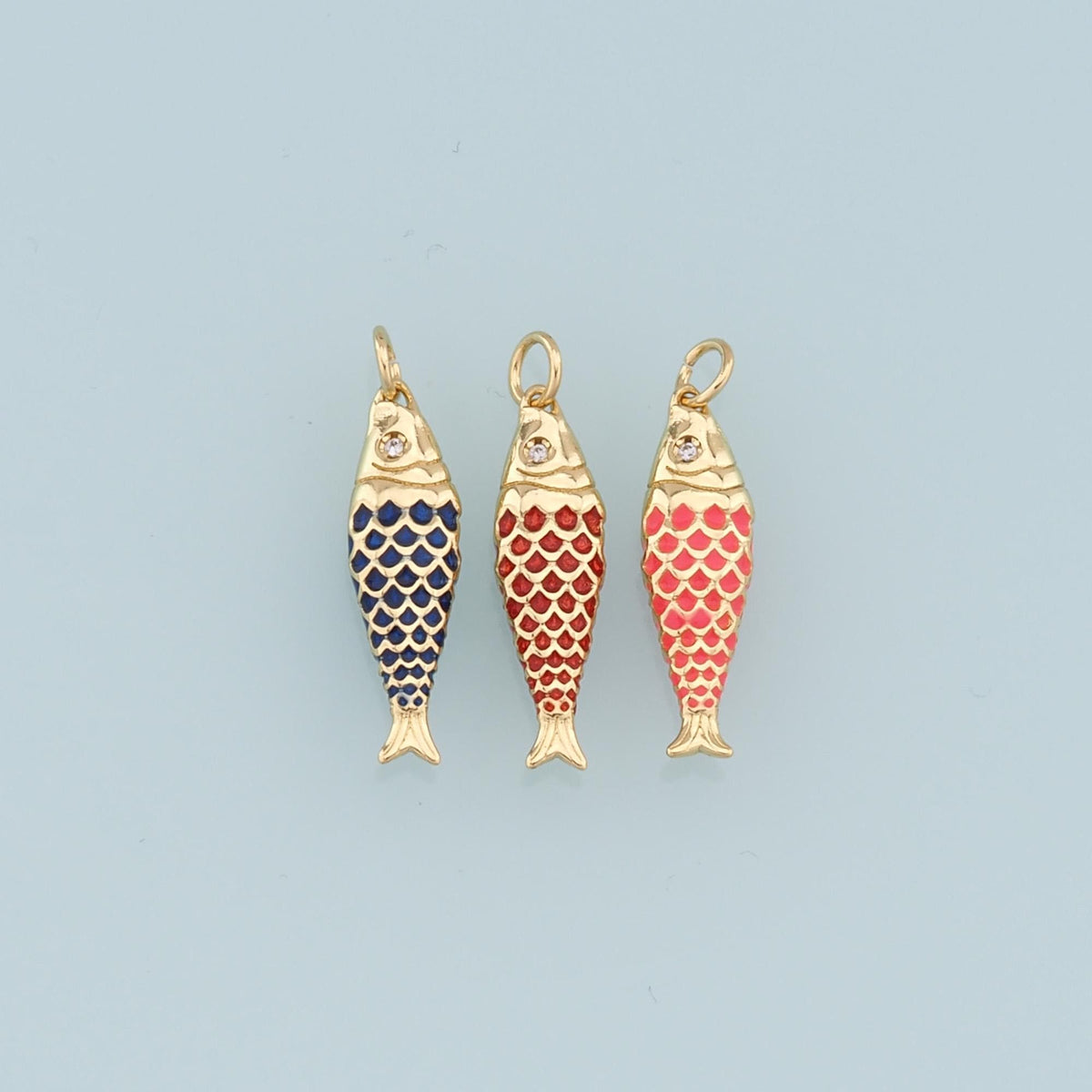 18K Gold Filled Enamel Fish Charm Pendant for Jewelry Making