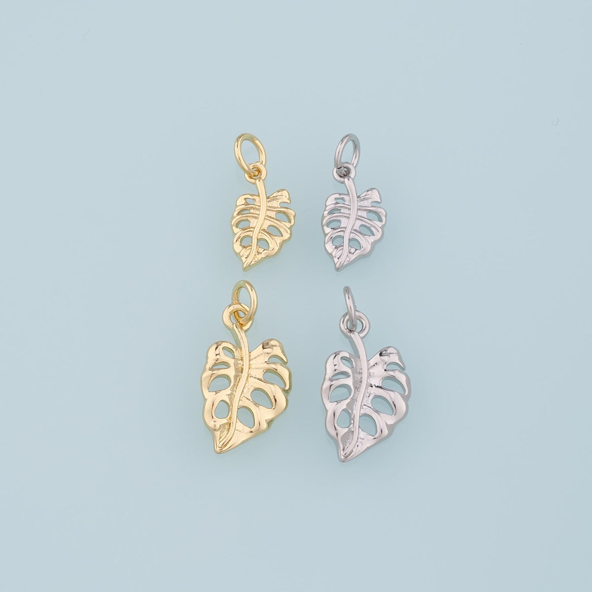 Gold Leaf Charms,18K Gold Filled Leaf Pendant,Silver Leaf Charm Bracelet Necklace for DIY Jewelry Making Supply
