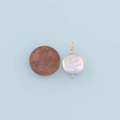 18K Gold Filled Pearl Pendant,Dainty Pearl Charm Bracelet Necklace for DIY Jewelry Making Supply