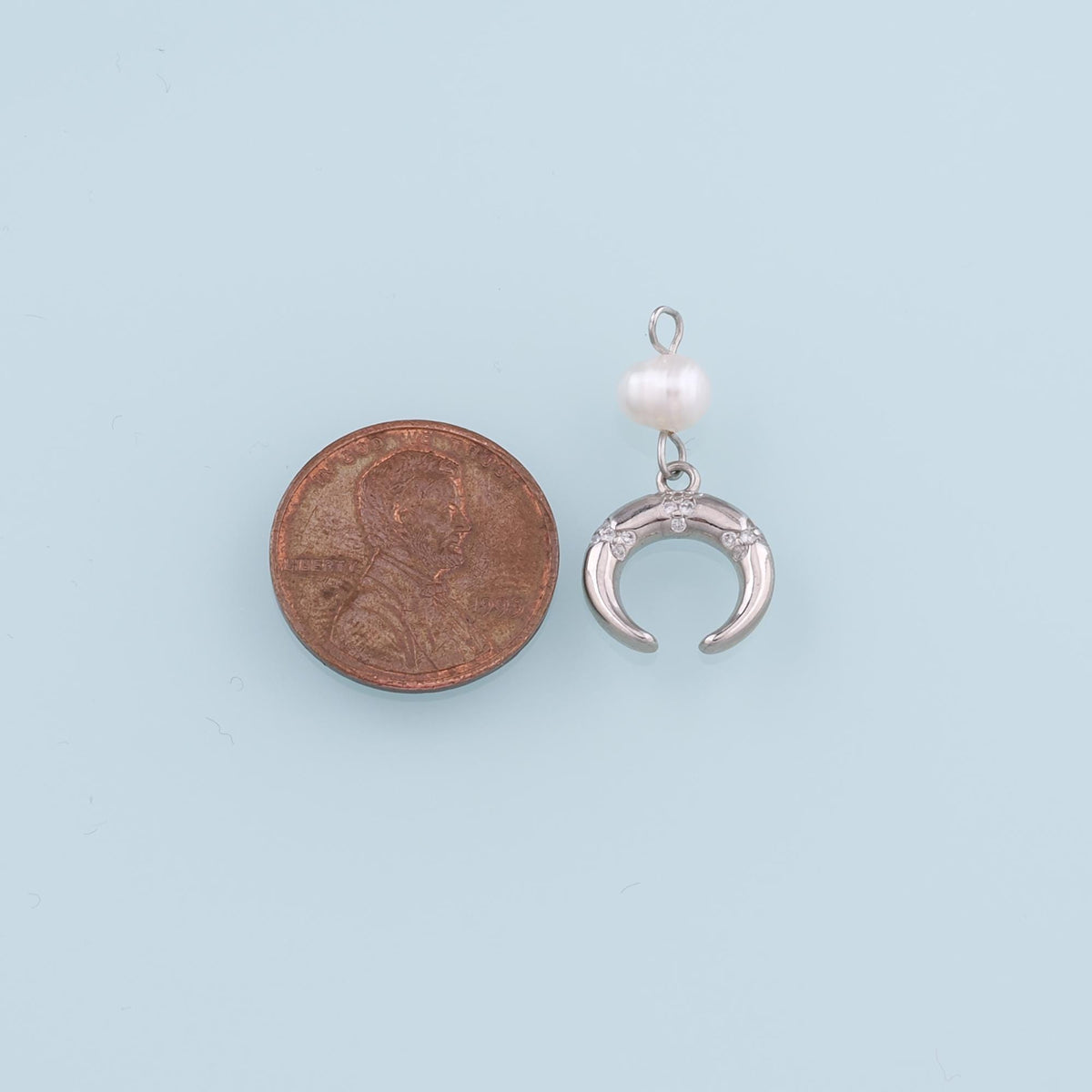 18K Gold Filled Pearl Moon Charm Pendant for Jewelry Making