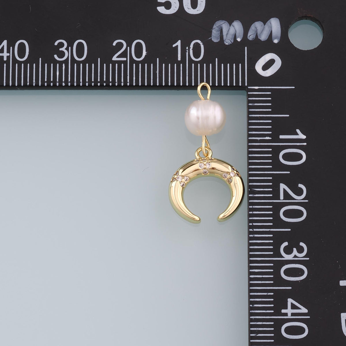 18K Gold Filled Pearl Moon Charm Pendant for Jewelry Making