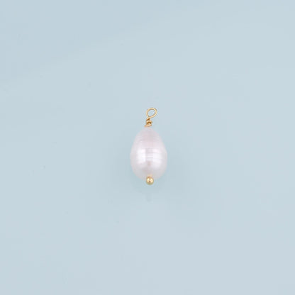 18K Gold Filled Pearl Pendant,Dainty Pearl Charm Bracelet Necklace for DIY Jewelry Making Supply