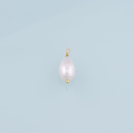 18K Gold Filled Pearl Pendant,Dainty Pearl Charm Bracelet Necklace for DIY Jewelry Making Supply