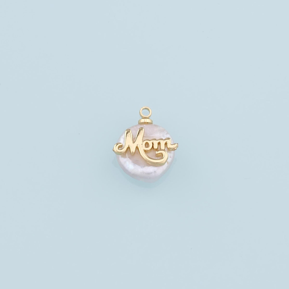 18K Gold Filled Pearl Mama Pendant,Dainty Mama Charm Bracelet Necklace for DIY Jewelry Making Supply