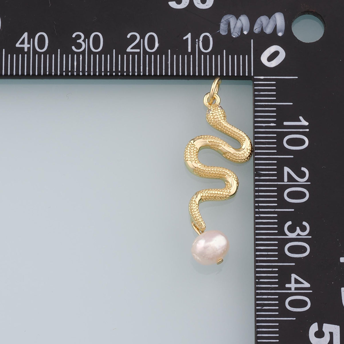 18K Gold Filled Pearl Snake Charm Pendant for Jewelry Making