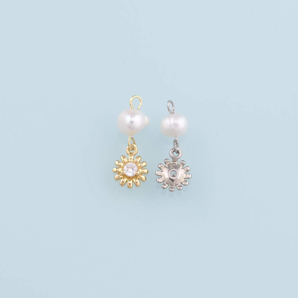 18K Gold Filled Flower Pearl Charm Pendant for Jewelry Making