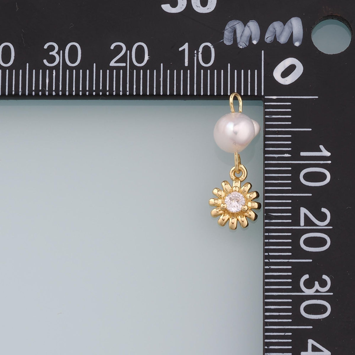 18K Gold Filled Flower Pearl Charm Pendant for Jewelry Making