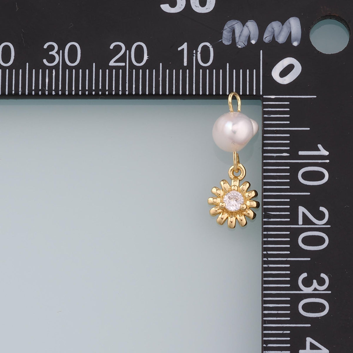 18K Gold Filled Pearl Flower Pendant,Dainty Flower Charm Bracelet Necklace for DIY Jewelry Making Supply