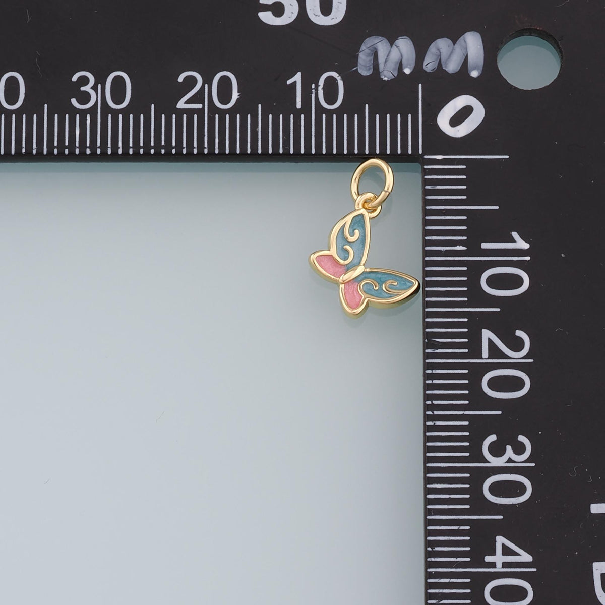 18K Gold Filled Butterfly Pendant,Enamel Butterfly Charm Bracelet Necklace for DIY Jewelry Making Supply