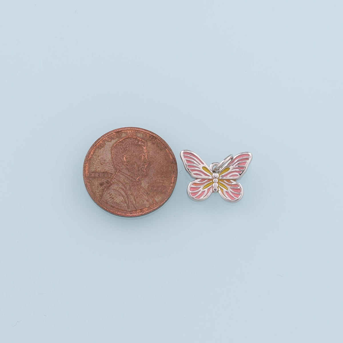18K Gold Filled Butterfly Pendant,Enamel Butterfly Charm Bracelet Necklace for DIY Jewelry Making Supply