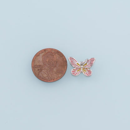 18K Gold Filled Butterfly Pendant,Enamel Butterfly Charm Bracelet Necklace for DIY Jewelry Making Supply