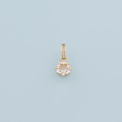18K Gold Filled Flower Pendant,CZ Micro Pave Flower Charm Bracelet Necklace for DIY Jewelry Making Supply