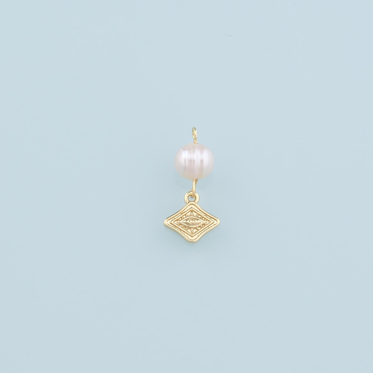 18K Gold Filled Pearl Evil Eye Charm Pendant for Jewelry Making